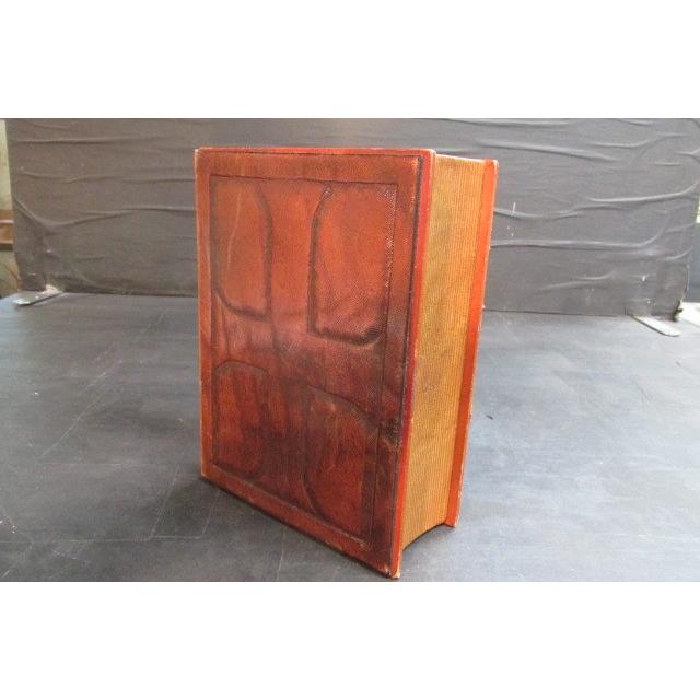 革張り本形小物入れ隠し小箱 ビンテージ古書形箱 木製 革張り 箱 本の