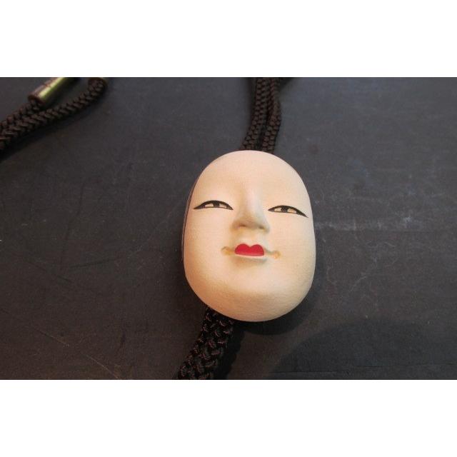 能面小面ループタイ 木製 彫刻 木彫り 能面 日本文化 紐タイ