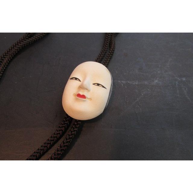 能面小面ループタイ 木製 彫刻 木彫り 能面 日本文化 紐タイ ボウタイ