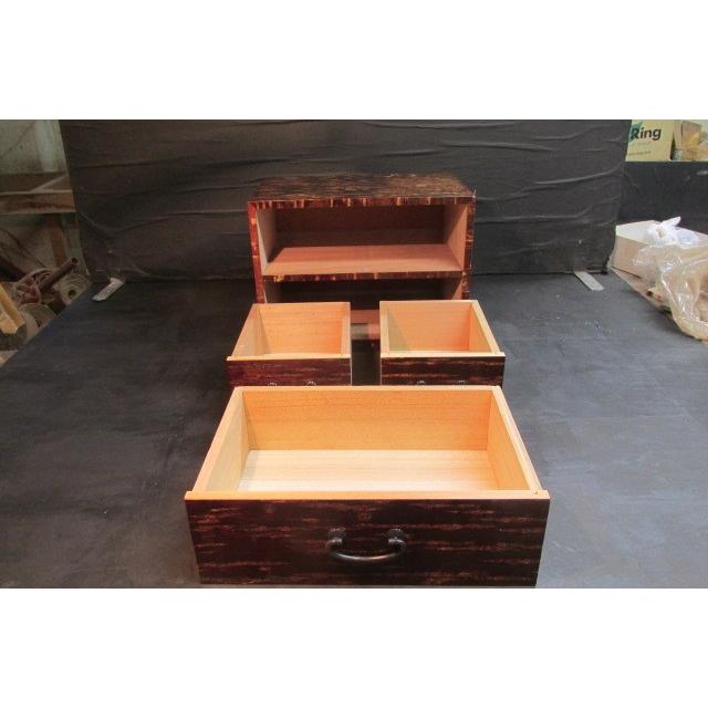 桜材)木製ダークブラウン収納ボックス 引き出し2つ (桜皮細工三 桜材)木製ダークブラウン収納ボックス 引き出し2つ (桜皮細工三