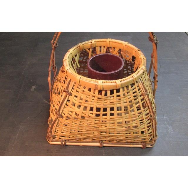 中村宗悦造 白竹宗全籠花入 花篭 竹籠 手付き花生 花器 共箱 花入れ 籠