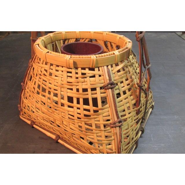 中村宗悦造 白竹宗全籠花入 花篭 竹籠 手付き花生 花器 共箱 花入れ 籠