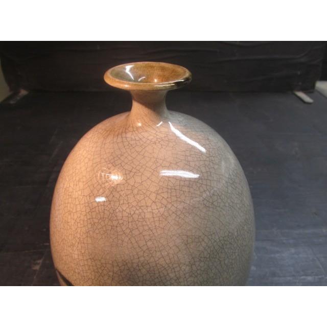 治甫窯 鉄江 貫入 花瓶 花器 置物 木箱 陶芸 陶器 草花文 名入り  