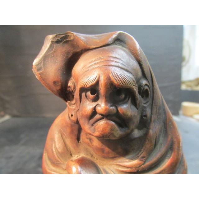 焼締 達磨 彫刻 置物 床飾 飾物 縁起物 焼き締め 当人形 老年期 だるま