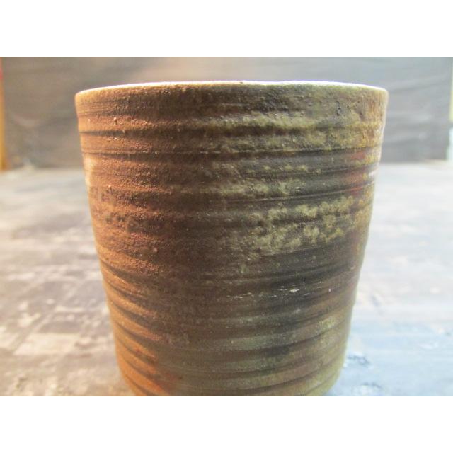 難波周作 備前焼 湯呑 湯呑茶碗 共箱 陶器 陶芸 焼き締め 渋い美しさ