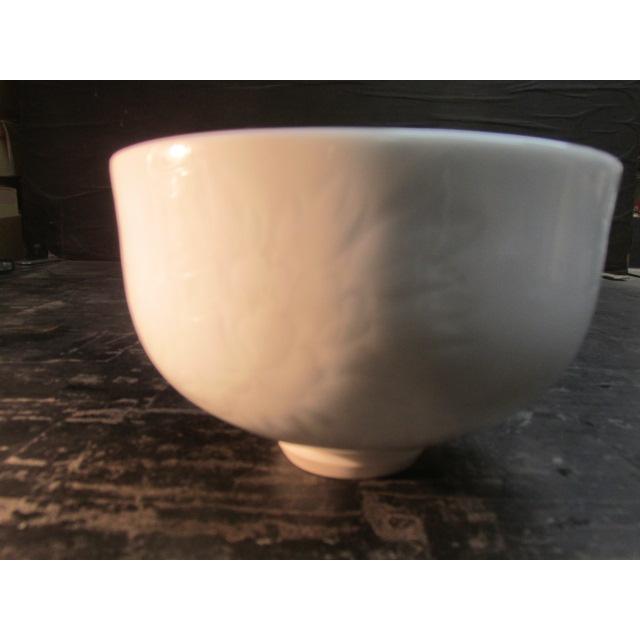 村島昭文 有田焼 白磁 牡丹絵彫刻 茶碗 抹茶碗 茶道具 共箱 陶器 陶芸