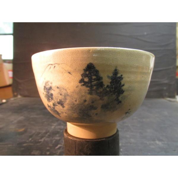 尾戸焼山水紋秋邦絵茶碗 茶道具 陶器 木箱 陶器 陶芸 山水画 作家