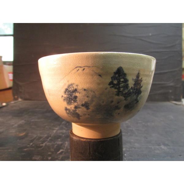 尾戸焼山水紋秋邦絵茶碗 茶道具 陶器 木箱 陶器 陶芸 山水画 作家