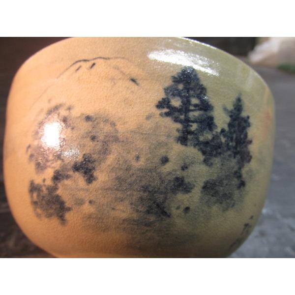 尾戸焼山水紋秋邦絵茶碗 茶道具 陶器 木箱 陶器 陶芸 山水画 作家
