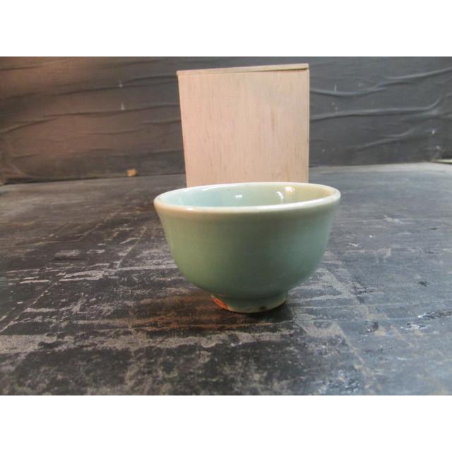 真清水蔵六京焼青磁盃 酒盃 木箱 幕末から明治初期 酒器 陶器 陶芸 
