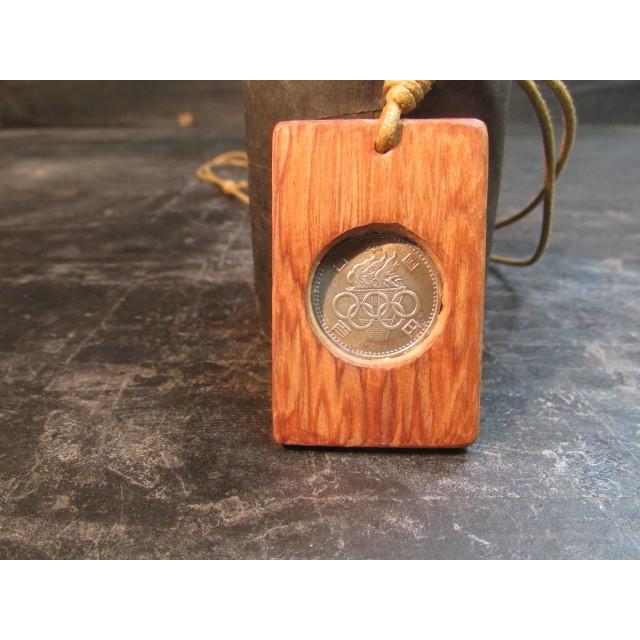 1964年東京オリンピック100円銀貨ペンダント 本物ペンダント 紐