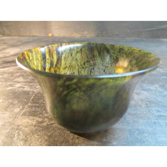 墨緑石くり抜き夜光盃 玉盃 153g 専用箱 めったに出ない逸品