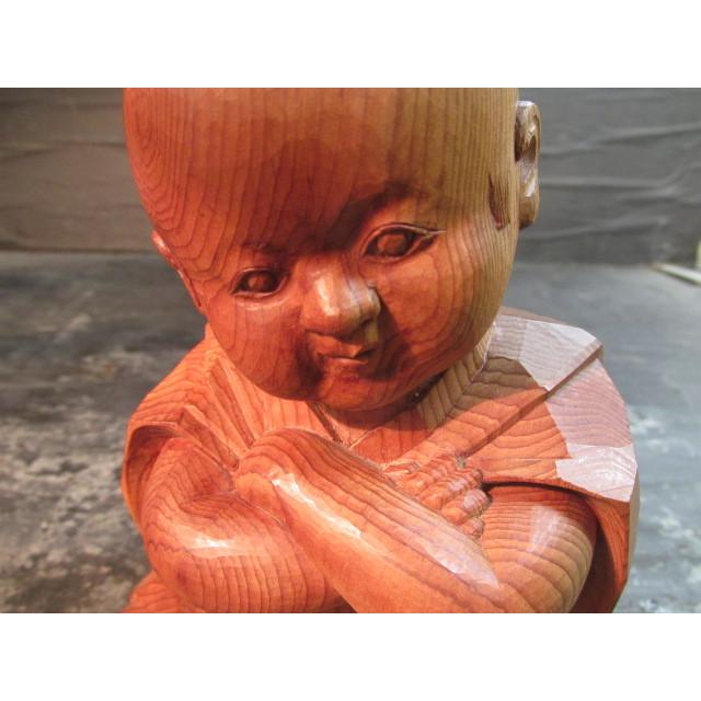 小坂礼之 一位材 木彫 腕組みする子供 オブジェ 木製 人形 木工芸 作家