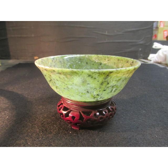 緑玉石 茶碗 花梨台座 茶器 中国 木箱 : 手作りネットギャラリー