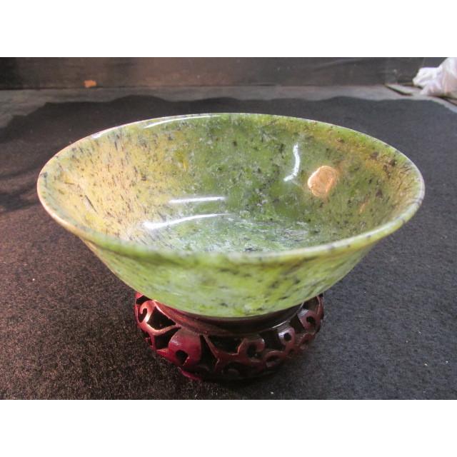 緑玉石 茶碗 花梨台座 茶器 中国 木箱 : 手作りネットギャラリー