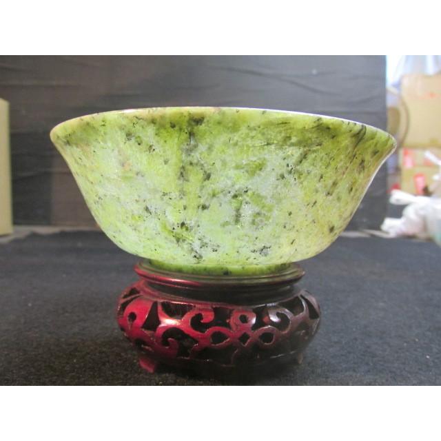 緑玉石 茶碗 花梨台座 茶器 中国 木箱 : 手作りネットギャラリー