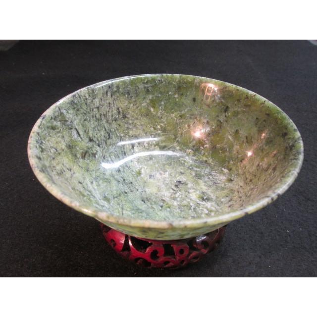 緑玉石 茶碗 花梨台座 茶器 中国 木箱 : 手作りネットギャラリー