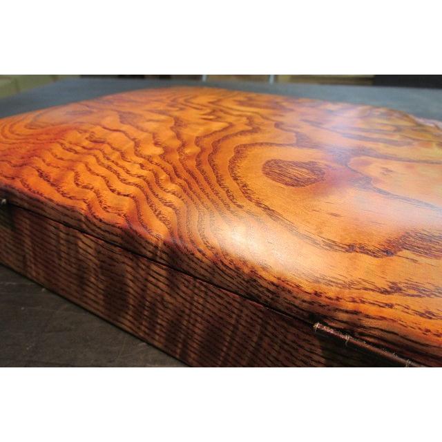 タモ玉杢一部木肌付きくり抜き拭き漆飾り箱 硯箱 木製 銘木 文箱 手許 