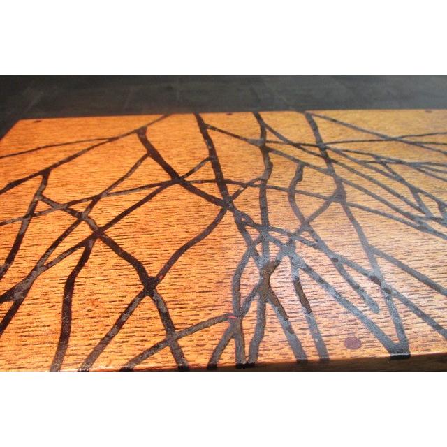 タモ拭き漆頭上枯れ枝文飾り箱 硯箱 文箱 手許箱 木製 一枚板 枝文様