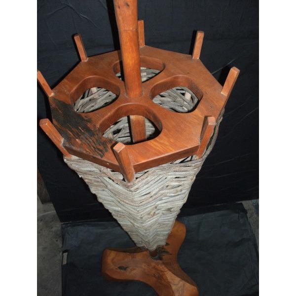 栃・榧オイルフィニッシュ葛つる編み傘立て 木製 傘立て くず蔓編み