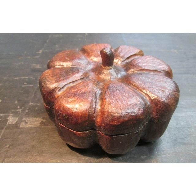 ケヤキ 材手彫りカボチャ　日本茶道具　ジャパニーズアンティーク ケヤキ 材手彫りカボチャ 日本茶道具 ジャパニーズアンティーク