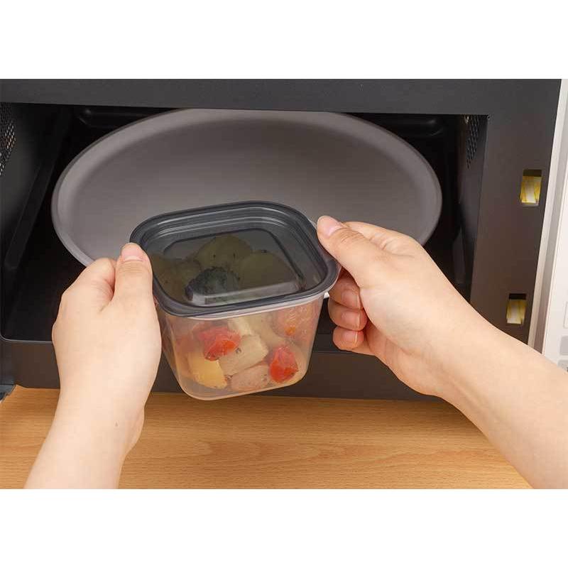 イノマタ化学楽ちんパックスクエア深型430ml2個組クリアーブラック