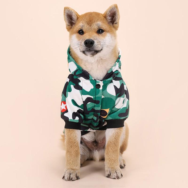 在庫限り 犬服 秋冬 おしゃれな迷彩ペット服 トイプードル 前開き着せ