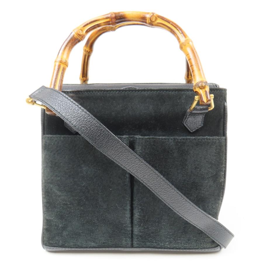 美品　GUCCI バンブー　2way ショルダーバッグ　スエード　レザー　黒 GUCCI（グッチ） 中極美品 オールドグッチ 2WAY ショルダーバッグ
