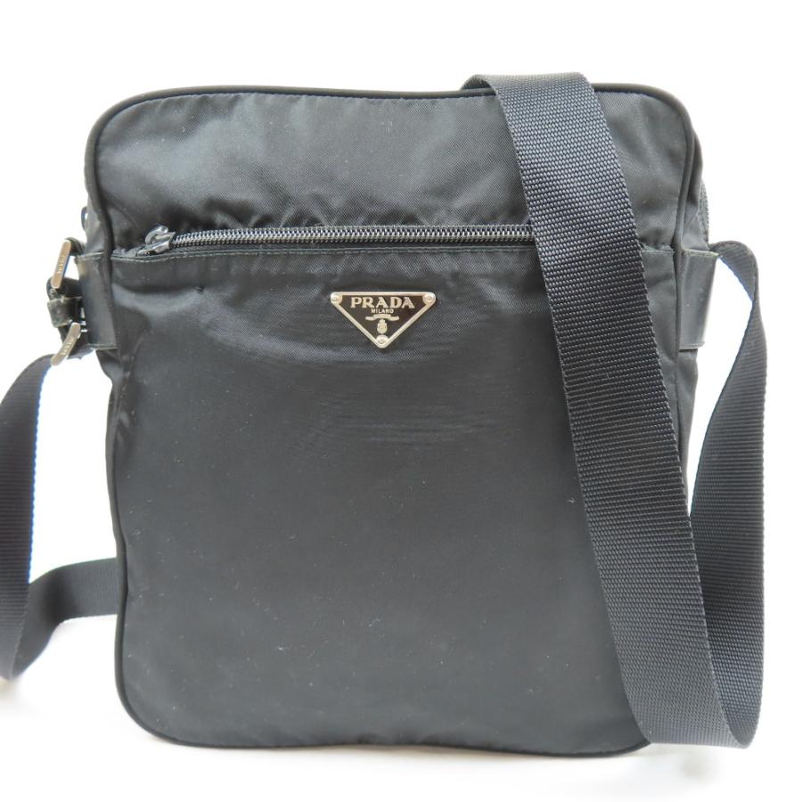 綺麗 PRADA プラダ 三角ロゴ 斜め掛けOK ショルダーバッグ ナイロン ブラック レディース【中古】 PRADA（プラダ） トライアングルロゴ 三角ロゴ 斜め掛けOK ショルダー