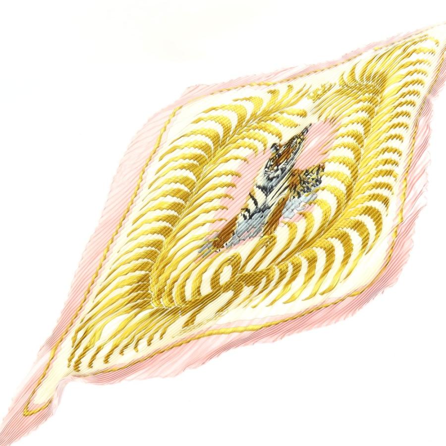 美品 HERMES エルメス カレ90 ダブルフェイス 王者の虎 ストール スカーフ シルク ピンク レディース【中古】_2