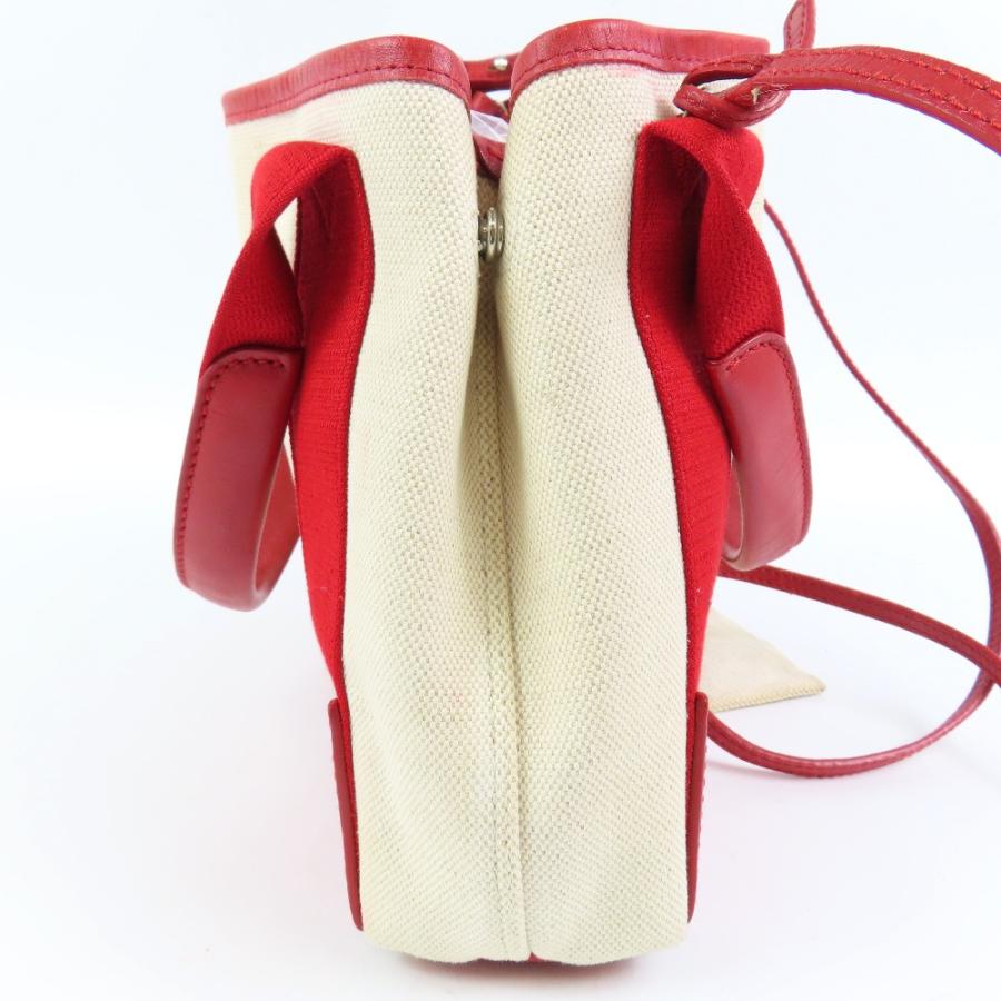 BALENCIAGA バレンシアガ ネイビーカバスXS 2WAY ショルダバッグ 390346 ハンドバッグ キャンバス レザー レッド レディース【中古】