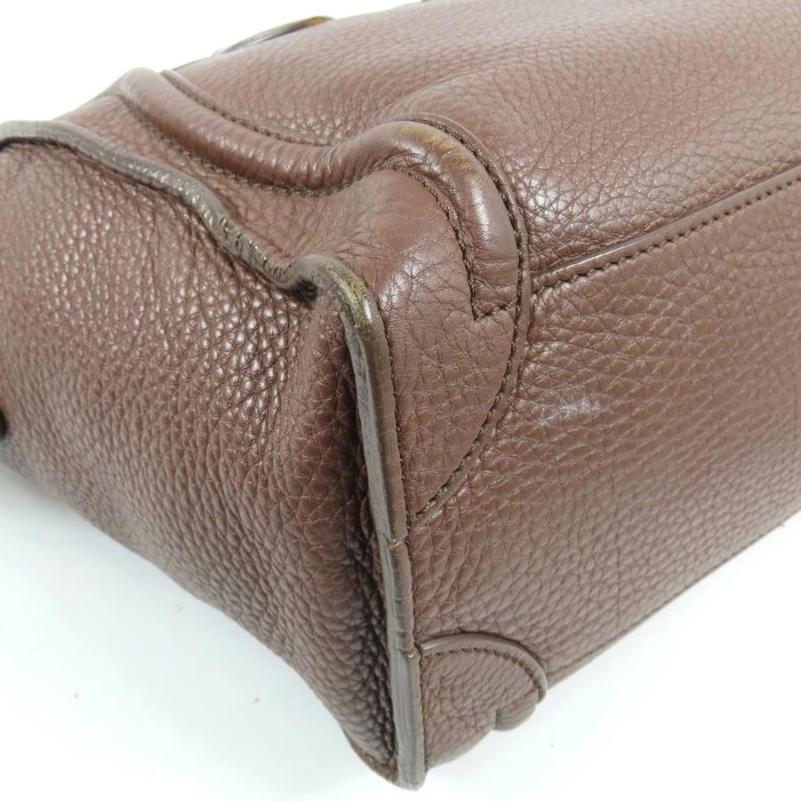 綺麗CELINE セリーヌ ラゲージ マイクロ ショッパー ハンドバッグ レザー ブラウン レディース【中古】
