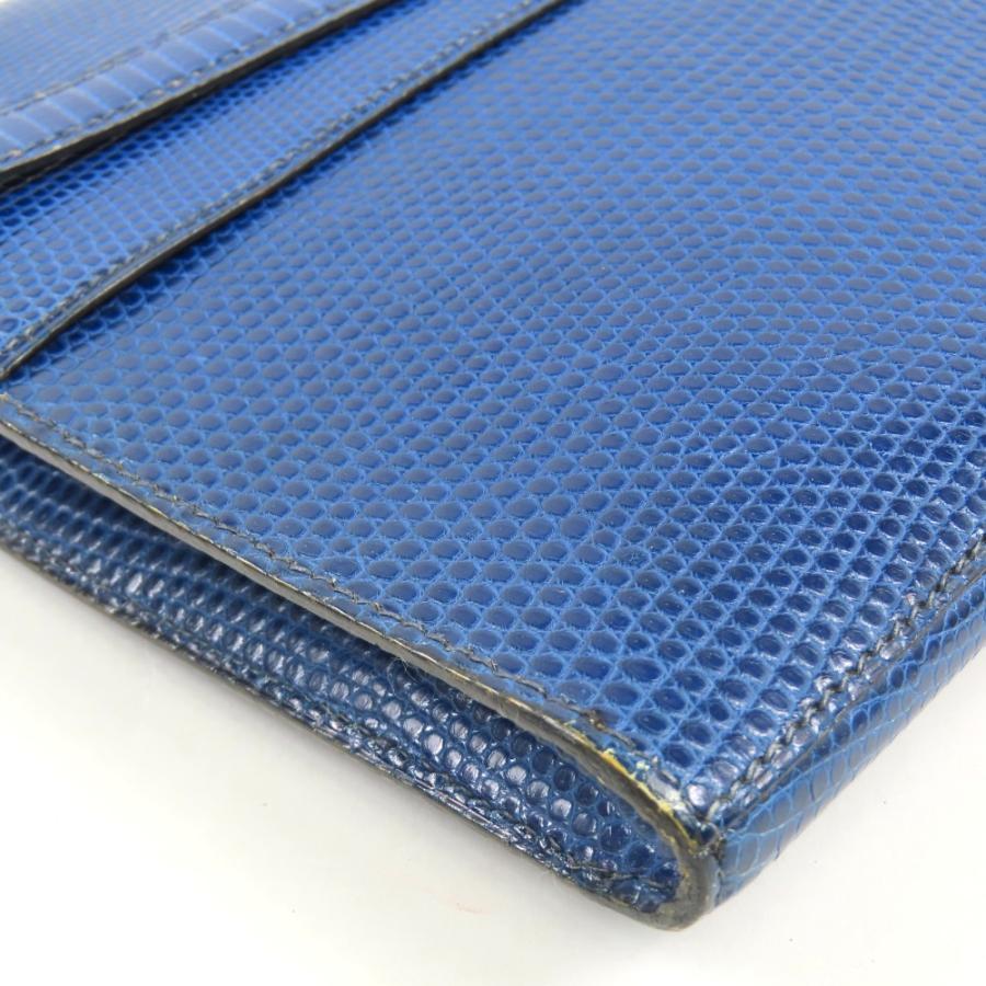 綺麗 HERMES エルメス エンヴェロープ トカゲ 蜥蜴 セカンドバッグ ヴィンテージ クラッチバッグ リザード ブルー 〇Z刻印【中古】_5