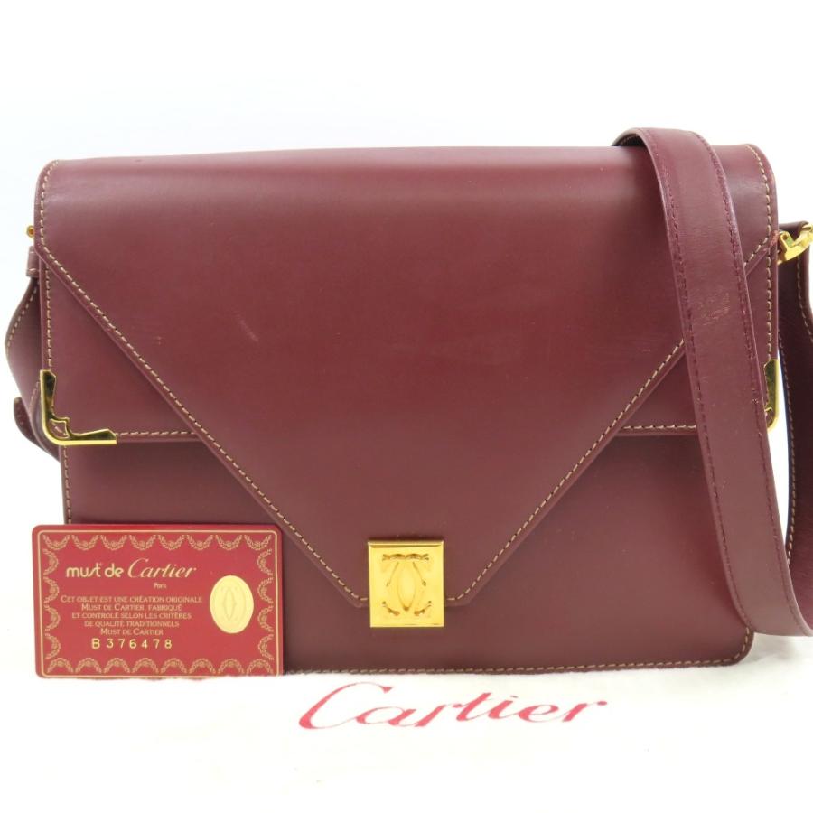 綺麗 CARTIER カルティエ マストライン ヴィンテージ ショルダーバッグ レザー ボルドー レディース【中古】 Cartier（カルティエ） 外綺麗CARTIER マストライン ヴィンテージ