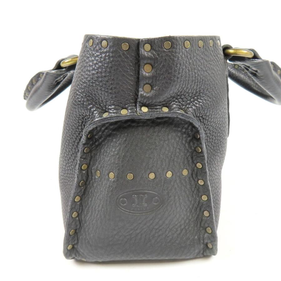 美品CELINE セリーヌ ブギーバッグ スタッズ マカダム ヴィンテージ ハンドバッグ レザー ブラック レディース【中古】