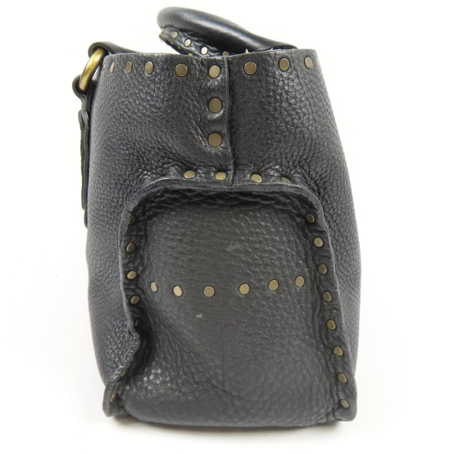 美品CELINE セリーヌ ブギーバッグ スタッズ マカダム ヴィンテージ ハンドバッグ レザー ブラック レディース【中古】