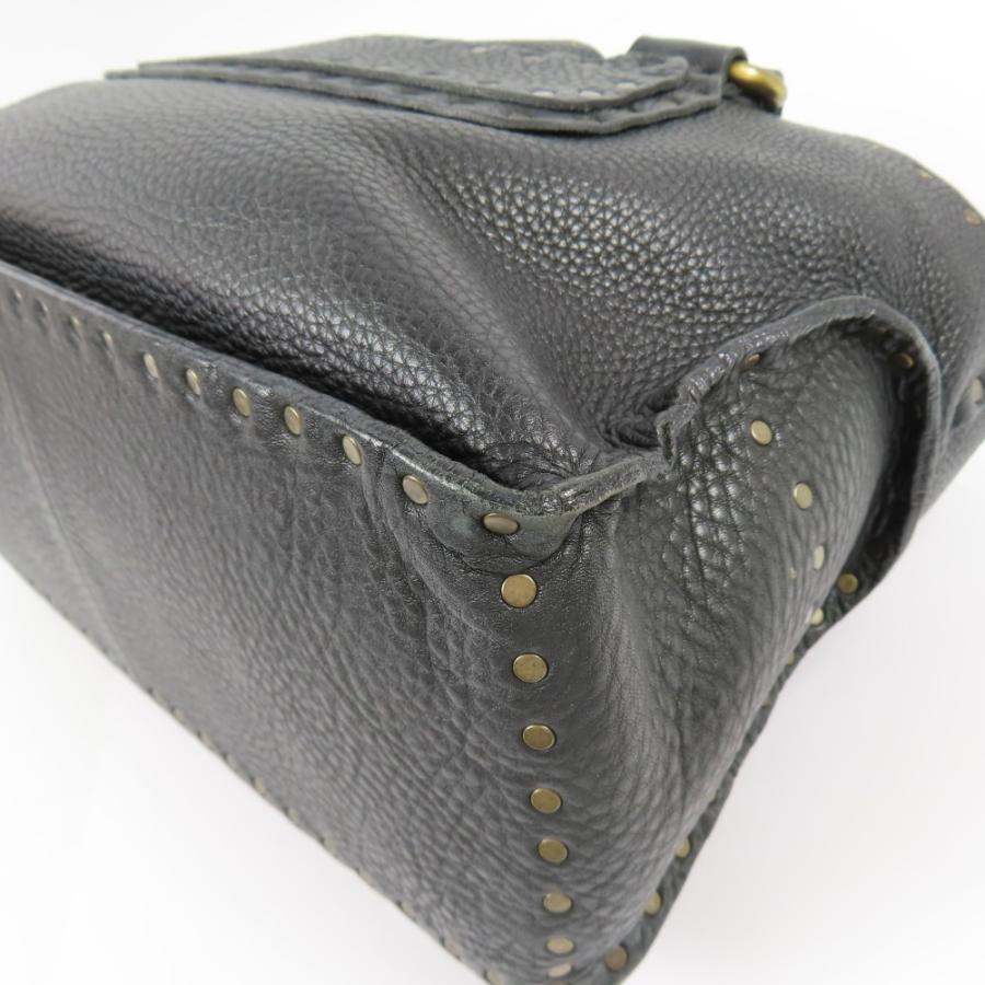 美品CELINE セリーヌ ブギーバッグ スタッズ マカダム ヴィンテージ ハンドバッグ レザー ブラック レディース【中古】