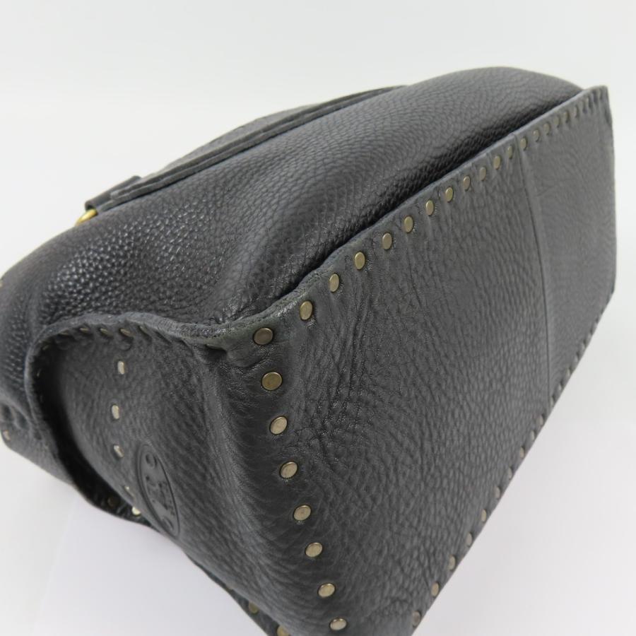 美品CELINE セリーヌ ブギーバッグ スタッズ マカダム ヴィンテージ ハンドバッグ レザー ブラック レディース【中古】