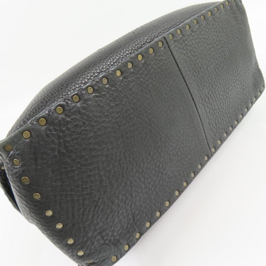 美品CELINE セリーヌ ブギーバッグ スタッズ マカダム ヴィンテージ ハンドバッグ レザー ブラック レディース【中古】