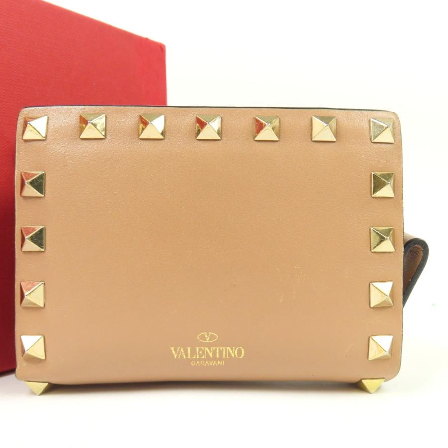 極美品 VALENTINO バレンチノ ロック スタッズ コンパクトウォレット 