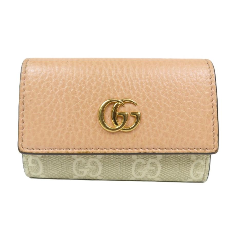 美品 GUCCI キーケース GG マーモント ダスティピンク ダブルG 6連