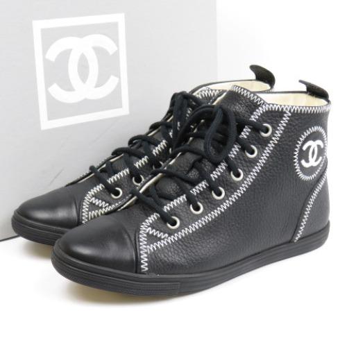 新品同様美品 CHANEL シャネル スポーツライン 靴 シューズ ハイカット 