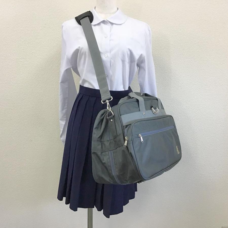 通学カバン　久峰中学校　ほぼ新品です(1ヶ月のみ使用) 新品) 大阪府 久宝寺中学校 スクールバッグ 横長型 3WAY式 /ショルダー