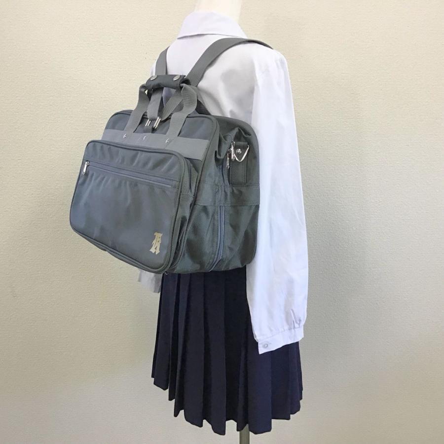 新品) 大阪府 久宝寺中学校 スクールバッグ 横長型 3WAY式 /ショルダー