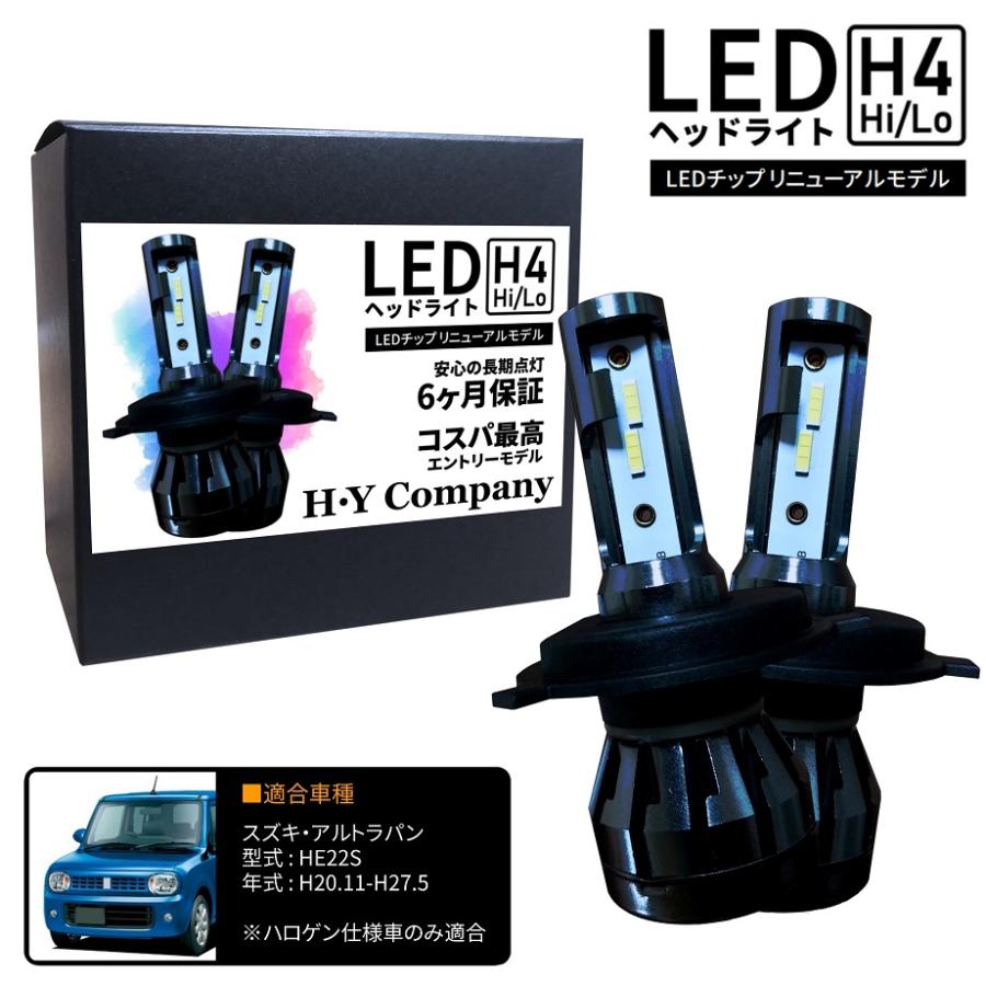 スズキ アルトラパン HE22S LEDヘッドライト H4 Hi/Lo 6000K 8000LM 2