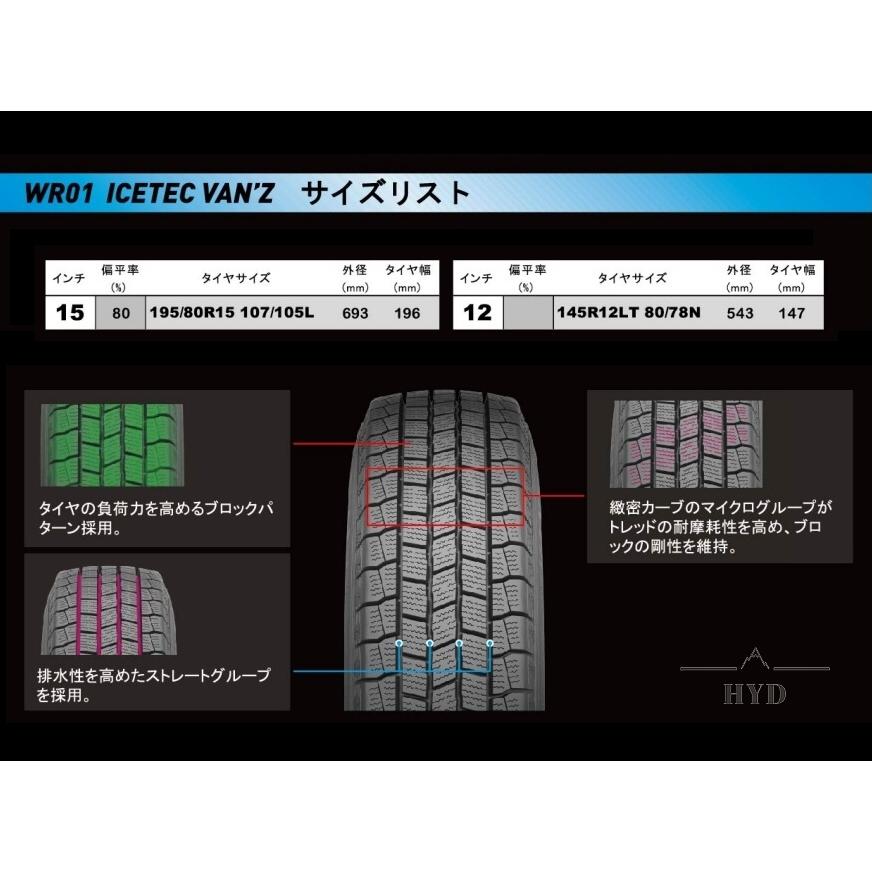 145R12LT 80/78N 4本組 新品スタッドレスタイヤ ケンダ ICETEC VAN'Z WR01 145/R12 6PR メーカー正規代理店お取寄せ品 ハイゼット等に｜hyd-shop｜02