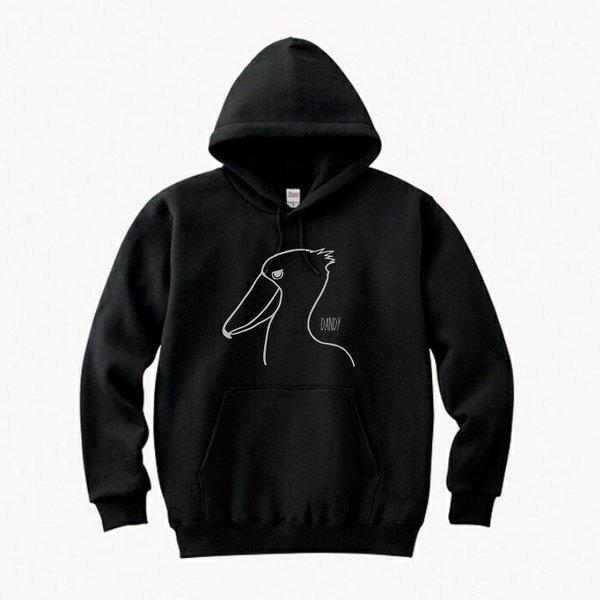 ハシビロコウ スウェット パーカー 横向きハシビロコウ ブラック ネイビー 小鳥グッズとネコグッズのhydaway 通販 Yahoo ショッピング