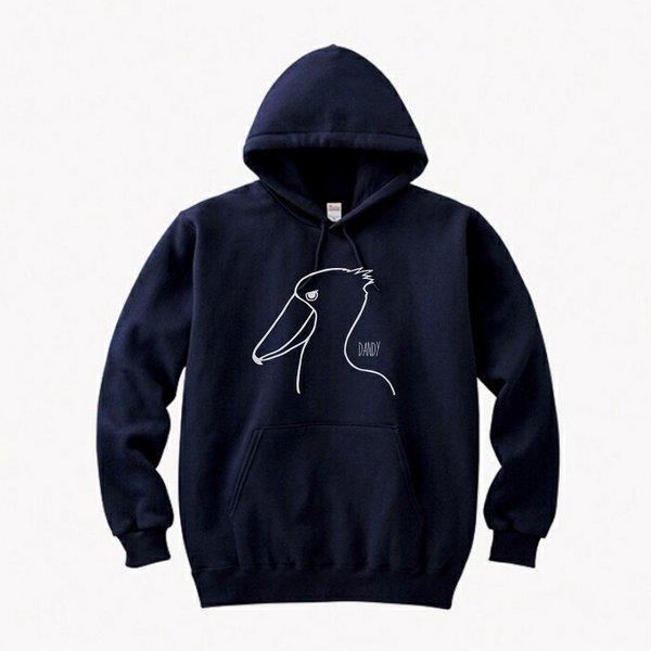 ハシビロコウ スウェット パーカー 横向きハシビロコウ ブラック ネイビー 小鳥グッズとネコグッズのhydaway 通販 Yahoo ショッピング