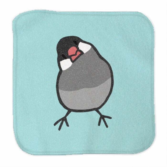 文鳥 ハンドタオル タオルハンカチ かしげる文鳥 カラー ハンカチ 名