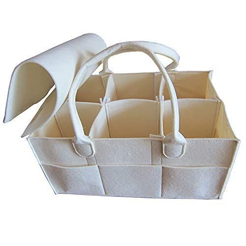 特別送料無料 トレンドギフト 収納バッグ ベビー用品 オムツストッカー 仕切り付き 多機能 ポケット多数 蓋付き 旅行 持ち運び ホワイト Materialworldblog Com